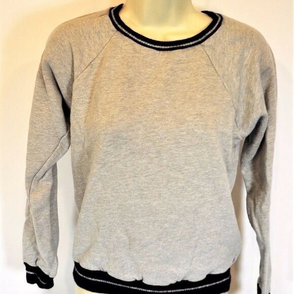 Women's J. Crew Gray Cotton Terry Wool Tipped Sweatshirt Collegiate Prepster S - Picture 2 of 3